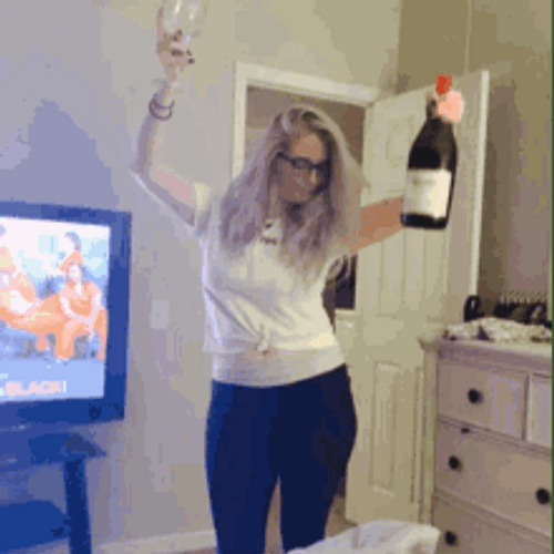 Girl Holding A Wine And Glass Celebration Dance GIF