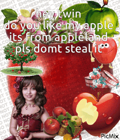 Girl Holding Apple Saying Heytwin Do You Like My Apple GIF