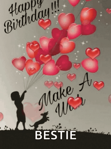 Girl Holding Balloons Birthday Card
