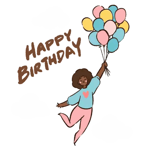 Girl Holding Balloons Happy Birthday