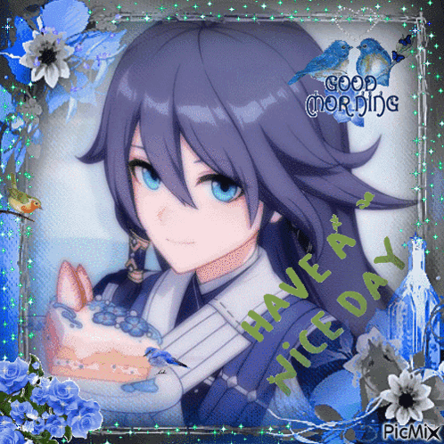 Girl Holding Cake Saying Good Morning Have A Nice Day GIF