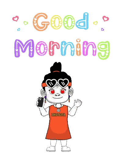 Girl Holding Cell Phone Good Morning
