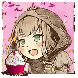 Girl Holding Cupcake with Birthday Cake