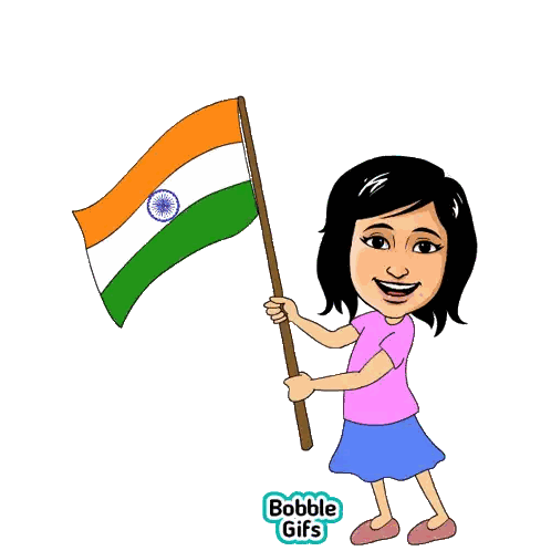 Girl Holding Flag With Bobble Gifs Text