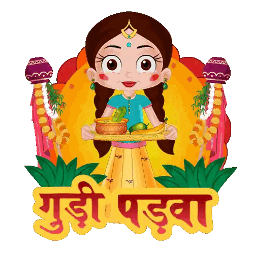 Girl Holding Fruit Tray Gudi Padwa