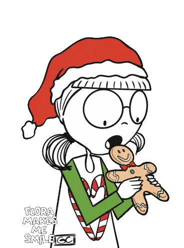 Girl Holding Gingerbread Man with Sweet and Festive