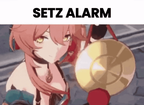 Girl Holding Gong with Setz Alarm
