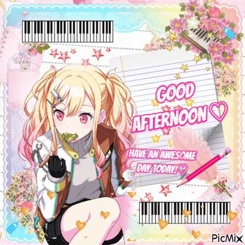 Girl Holding Good Afternoon Paper