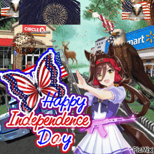 Girl Holding Gun Happy Independence Day GIF