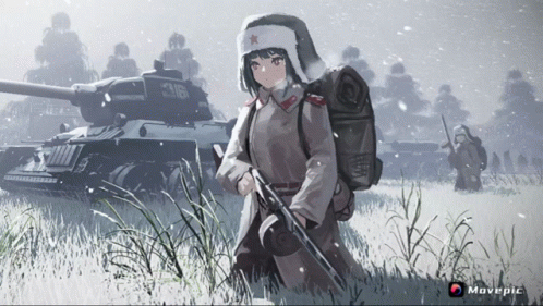 Girl Holding Gun in Front of Tank Number 316