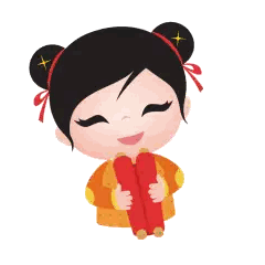 Girl Holding Happy New Year Scroll