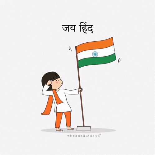 Girl Holding Indian Flag Saying The Doodledesk GIF