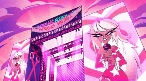 Girl Holding Microphone Near Coming Soon Sign GIF