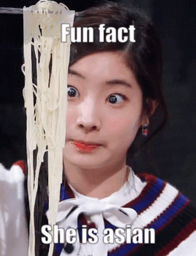 Girl Holding Noodles With Fun Fact GIF