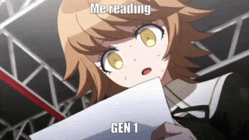 Girl Holding Paper Saying Me Reading Gen 1 GIF
