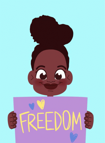 Girl Holding Paper With Freedom GIF