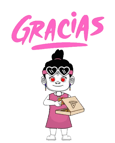 Girl Holding Pizza Box Gracias