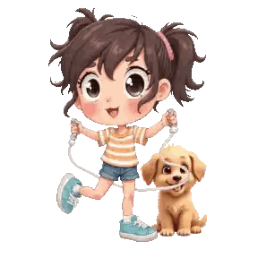 Girl Holding Puppy Leash