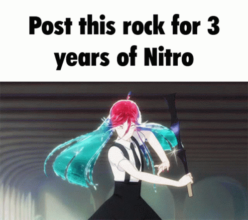 Girl Holding Sword Post This Rock For 3 Years Of Nitro GIF