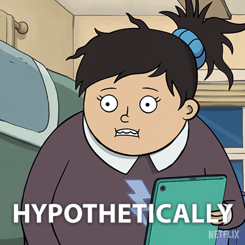 Girl Holding Tablet Saying Hypothetically