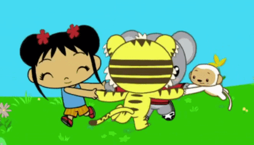 Girl Holding Tiger And Koala GIF