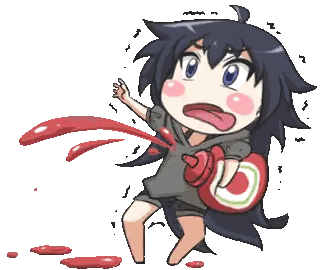 Girl Holding Tomato Sauce Bottle