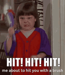 Girl Holding Toothbrush Hit Hit Hit