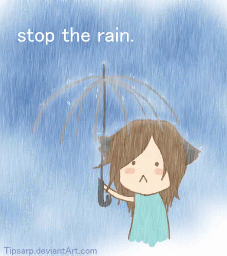 Girl Holding Umbrella Saying Stop The Rain GIF