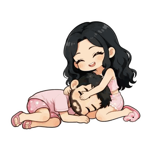 Girl Hugging Man Lying Down