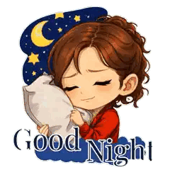 Girl Hugging Pillow Good Night
