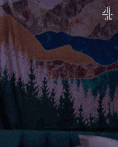 Girl Hurrying Curtain Opening GIF