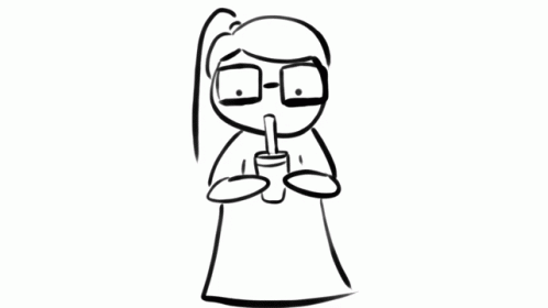 Girl Illustration Boba Slurp GIF
