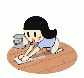 Girl Illustration Sweeping GIF
