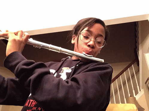 Girl in Athens New York NY Sweatshirt Playing Flute