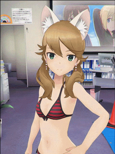 Girl in Bikini With Cat Ears