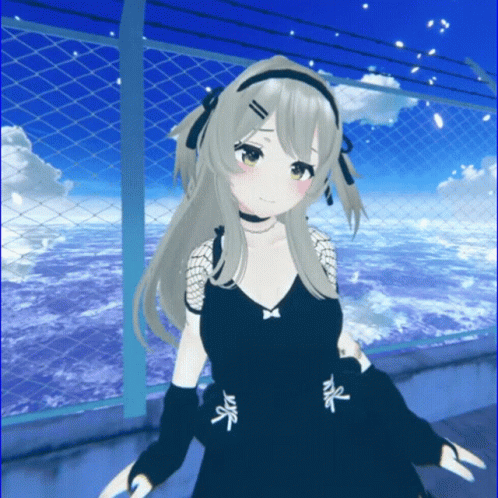 Girl in Black Dress With K on Sleeve