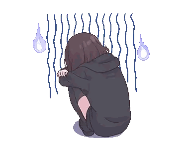 Girl in Black Hoodie Kneeling Head Down