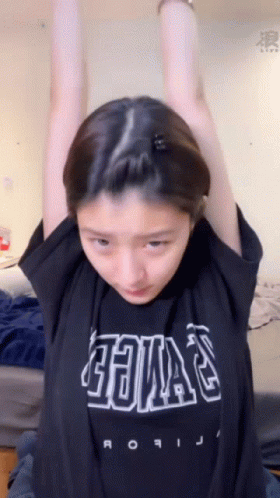 Girl in Black Shirt Saying Aoi