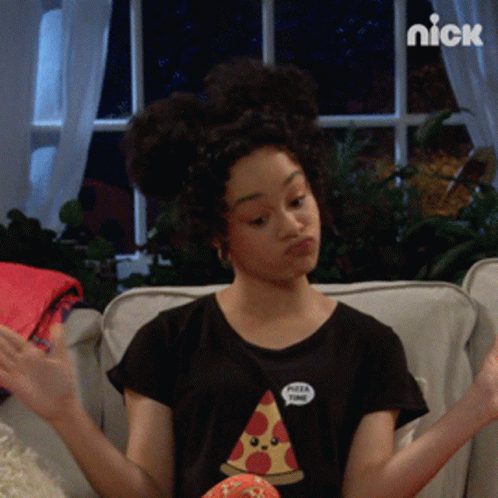 Girl In Black Shirt With Pizza GIF