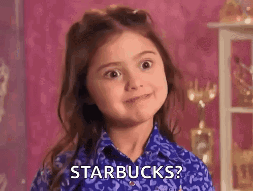 Girl in Blue Shirt Asking Starbucks
