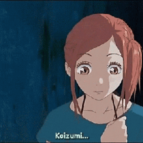 Girl in Blue Shirt Says Koizumi on Screen
