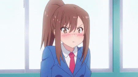 Girl In Blue Suit Looking Out Window GIF