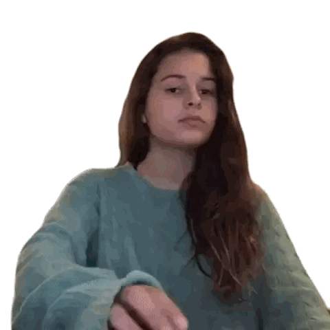 Girl in Blue Sweater Making Face