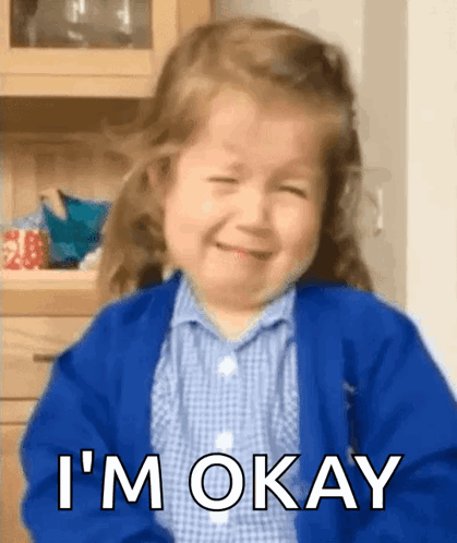 Girl In Blue Sweater Saying I'm Okay GIF