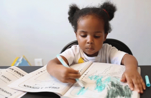 Girl In Bun Hair Coloring Book GIF