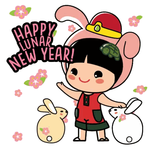 Girl in Bunny Costume Happy Lunar New Year