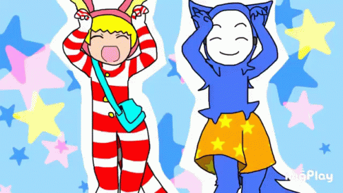 Girl in Bunny Outfit and Boy in Blue Outfit