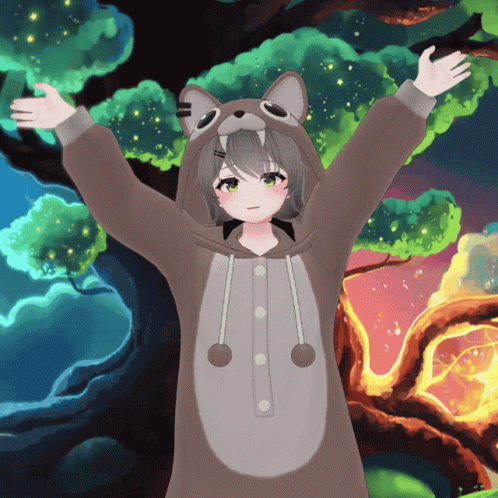 Girl In Cat Costume Arms Outstretched GIF