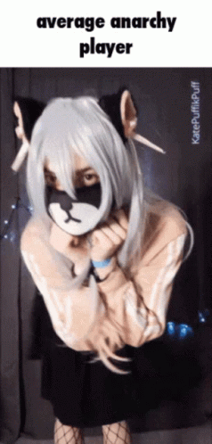 Girl in Cat Costume with Average Anarchy Player