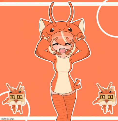 Girl in Cat Costume With Cat Sticker Behind